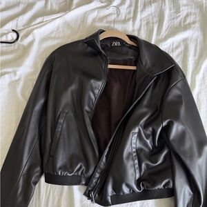 Zara Black Leather-Style Jacket
